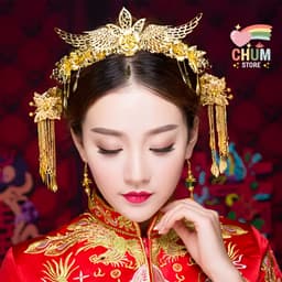 Bộ Trâm Cài Tóc Phượng Hoàng Vũ Điệp Kim Quan Hoa Cổ Trang – Phụ Kiện Hán Phục Phong Cách Trung Hoa Thanh Lịch 1