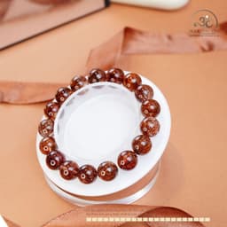 Ngọc Đan Tâm - Vòng Tay Thạch Anh Tóc Nâu 11mm 5A - Mệnh Thổ - Mệnh Kim 5