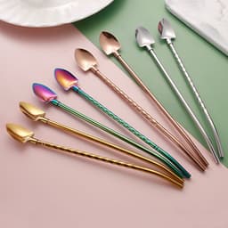 Ống Hút Kèm Thìa Hình Xẻng TINOX Ống Hút  Inox 304 Kèm Thìa Ăn Trái Cây Chân Châu 3