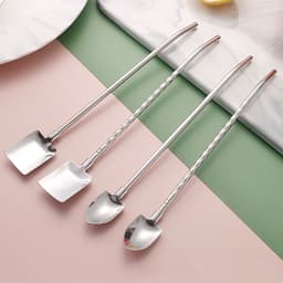 Ống Hút Kèm Thìa Hình Xẻng TINOX Ống Hút  Inox 304 Kèm Thìa Ăn Trái Cây Chân Châu 6