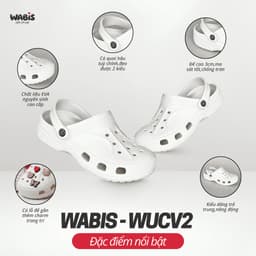 [Tặng Charm + Móc Khóa Chính Hãng] Dép Sục Màu Kem WABIS Đế Cao 3cm Không Thấm Nước, Chống Trượt [WUC-V2] [LÙI 1 SIZE] 3