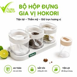 Hộp Đựng Gia Vị Nhựa Hokori Có Nắp Đạy GD315 - Bộ 4 Hũ Đựng Gia Vị Kèm Thìa Hokori Cao Cấp 1