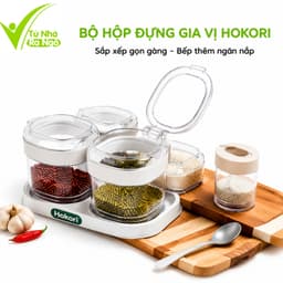 Hộp Đựng Gia Vị Nhựa Hokori Có Nắp Đạy GD315 - Bộ 4 Hũ Đựng Gia Vị Kèm Thìa Hokori Cao Cấp 2