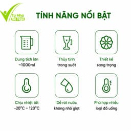 Bình Đựng Nước Thủy Tinh Cao Cấp 1000ml GD306 - Bình Thủy Tinh Trong Suốt Đựng Nước, Trà Tiện Lợi 8