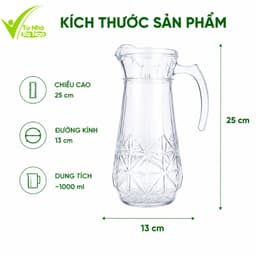 Bình Đựng Nước Thủy Tinh Cao Cấp 1000ml GD306 - Bình Thủy Tinh Trong Suốt Đựng Nước, Trà Tiện Lợi 6