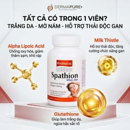 [Hàng cty full va.t] Viên uống GLUTATHIONE TINH KHIẾT hỗ trợ sáng da, mờ thâm nám, giải độc gan SPATHION Chính hãng USA 3
