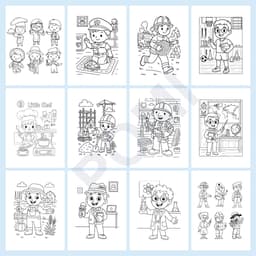 50 Hình Tô Màu Nghề Nghiệp Bé Trai Đa Dạng (Cảnh Sát, Phi Công, Bác Sĩ) - Đồ Chơi Giáo Dục Cho Bé - POMI 2