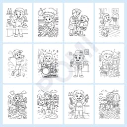 50 Hình Tô Màu Nghề Nghiệp Bé Trai Đa Dạng (Cảnh Sát, Phi Công, Bác Sĩ) - Đồ Chơi Giáo Dục Cho Bé - POMI 3