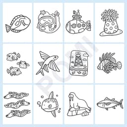 50 tranh tô màu thế giới biển cho bé, chủ đề đại dương cá mập cá heo san hô, đồ chơi giáo dục - POMI 4