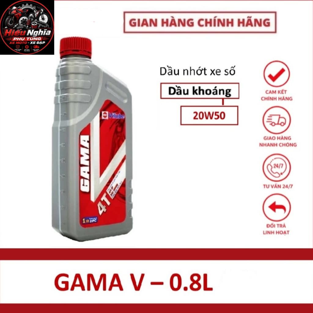 [HN] DẦU NHỚT 4T GAMA 20W-50 800ml CHO XE CÔN TAY, XE SỐ-HÀNG CHÍNH HÃNG.