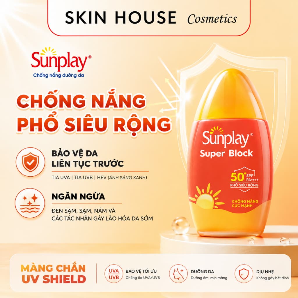 Sữa Chống Nắng Sunplay Super Block SPF50+ PA++++ Chống Nước, Bảo Vệ Da Khi Hoạt Động Ngoài Trời Skin House