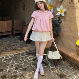 Áo Bí Tay Bồng Cổ Sen Form Babydoll Xoè Nhiều Màu Vải Gió, Áo Kiểu Nữ Dễ Thương 7