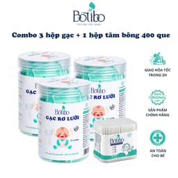 [Combo 3 rơ lưỡi + 1  tăm botibo 400] Hộp 30 Rơ lưỡi que gạc lưỡi cao cấp Botibokids lõi giấy an toàn cho bé 1