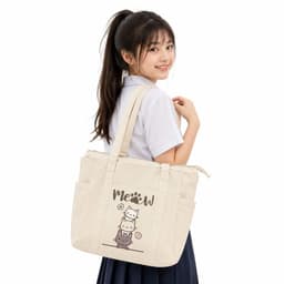 Túi Vải Canvas Túi ToTe 4 Ngăn Kiểu Dáng Cute Đi Chơi, Mua Sắm Kích thước 40cm x 30cm Loại Có Khóa kéo, Chất Coton Dầy 2