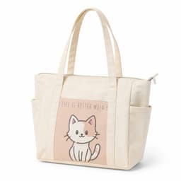 Túi Vải Canvas Túi ToTe 4 Ngăn Kiểu Dáng Cute Đi Chơi, Mua Sắm Kích thước 40cm x 30cm Loại Có Khóa kéo, Chất Coton Dầy 8