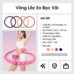 [2,5KG] Vòng Lắc Eo Lò Xo Bọc Vải Dệt Kim Mềm – Chất Liệu Thép Cao Cấp, Giảm Mỡ Bụng-Wildex 5