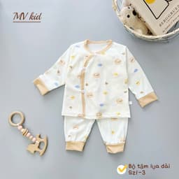 [Chất Tăm Lạnh] Set 3-5 Bộ Dài Tay Chất Tăm Lạnh Mềm Mại Thiết Kế Cúc Chéo Họa Tiết Đáng Yêu 4
