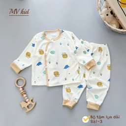 [Chất Tăm Lạnh] Set 3-5 Bộ Dài Tay Chất Tăm Lạnh Mềm Mại Thiết Kế Cúc Chéo Họa Tiết Đáng Yêu 7