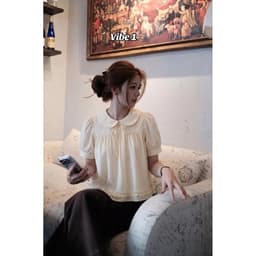 [Peinn] [MỞ BÁN] Áo Babydoll cổ sen peterpan tay bồng tiểu thư 2 lớp viền bèo siêuxinh vải gió sần mịn mát cho nữ m6612 3