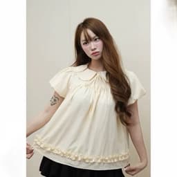 [Peinn] [MỞ BÁN] Áo Babydoll cổ sen peterpan tay bồng tiểu thư 2 lớp viền bèo siêuxinh vải gió sần mịn mát cho nữ m6612 6