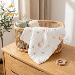 Khăn Tắm Cotton 6 Lớp Cao Cấp Manny - An Toàn Mềm Mại Cho Da Bé 5