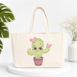 Túi Vải Canvas Túi ToTe Kiểu Dáng Cute Đi Dạo Đi Mua Sắm Kích thước 55cm x 35cm Không Khóa Loe Miệng 6