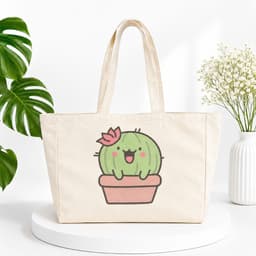 Túi Vải Canvas Túi ToTe Kiểu Dáng Cute Đi Dạo Đi Mua Sắm Kích thước 55cm x 35cm Không Khóa Loe Miệng 5