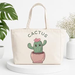 Túi Vải Canvas Túi ToTe Kiểu Dáng Cute Đi Dạo Đi Mua Sắm Kích thước 55cm x 35cm Không Khóa Loe Miệng 3