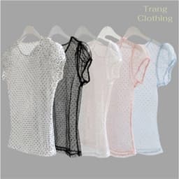 Áo Lưới Chấm Bi Tay Bồng TRANG CLOTHINGG Kiểu Xuyên Thấu Gợi Cảm 1