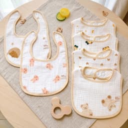 Set 3 Yếm Chữ Nhật Muslin Organic Zeloo 6 Lớp Cao Cấp Cho Bé - Yếm Ăn Dặm Siêu Thấm Hút 2