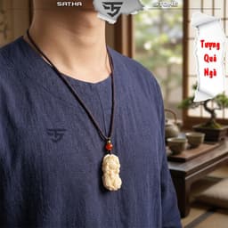 Dây chuyền tỳ hưu chất liệu quả ngà QNV2621 - Vòng đeo cổ, đeo tay, deco, vật phẩm phong thủy 2