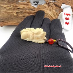 Dây chuyền tỳ hưu chất liệu quả ngà QNV2621 - Vòng đeo cổ, đeo tay, deco, vật phẩm phong thủy 7
