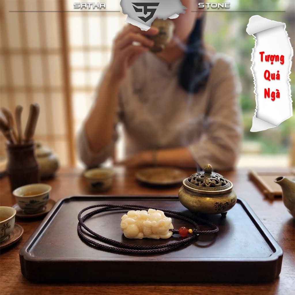 Dây chuyền tỳ hưu chất liệu quả ngà QNV2621 - Vòng đeo cổ, đeo tay, deco, vật phẩm phong thủy