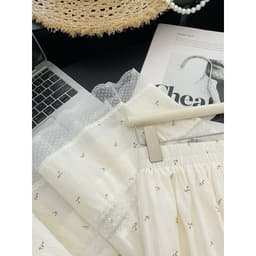 (ROUWANBABY) CHÂN VÁY DÀI PHỐI VIỀN REN HOA NHÍ MÀU KEM XINH XẮN PHONG CÁCH  HQ 6