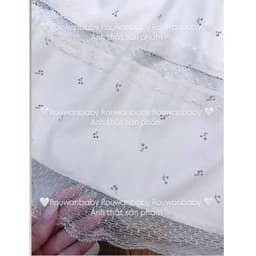 (ROUWANBABY) CHÂN VÁY DÀI PHỐI VIỀN REN HOA NHÍ MÀU KEM XINH XẮN PHONG CÁCH  HQ 9