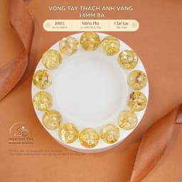 Ngọc Đan Tâm - Vòng Tay Thạch Anh Vàng 14mm 8A - Mệnh Thổ - Mệnh Kim 1
