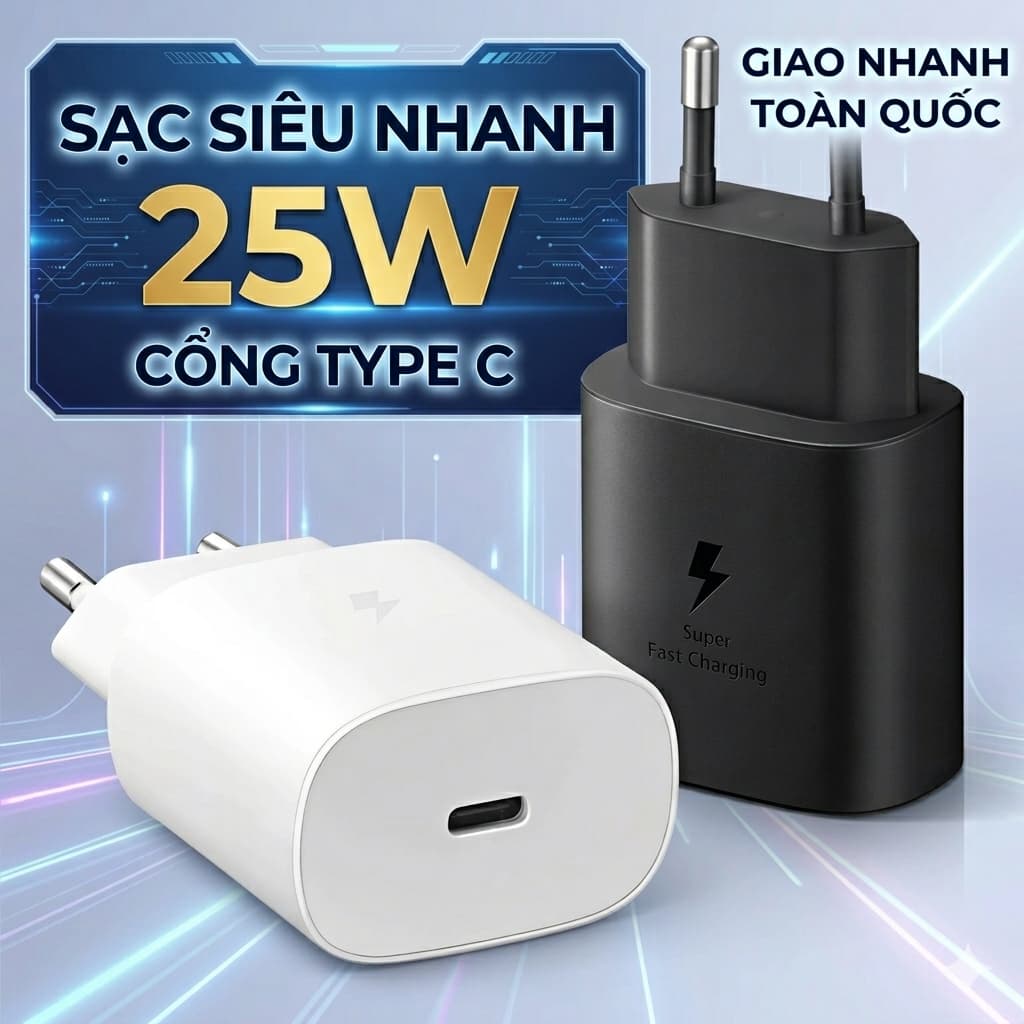 [Full Box] Củ Sạc Nhanh 25W Type C To C, Sạc An Toàn Không Nóng Máy Nhỏ Gọn Tiện Lợi
