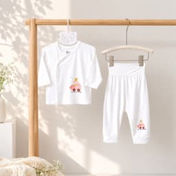 BD9. Bộ Sơ Sinh Dài Tay CẠP CAO TRẮNG UNCHI Vải Petit Mềm Mịn Mỏng Mát Cho Bé 3-9kg 3