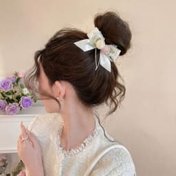 Dây Buộc Tóc Nơ Hoa Ngọc Phong Cách Hàn Quốc Kẹp Tóc Nữ Đi Tiệc Chụp Ảnh Cực Xinh 3