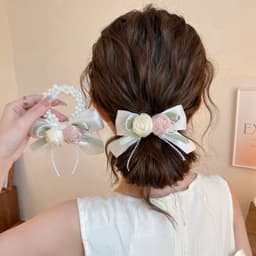 Dây Buộc Tóc Nơ Hoa Ngọc Phong Cách Hàn Quốc Kẹp Tóc Nữ Đi Tiệc Chụp Ảnh Cực Xinh 2
