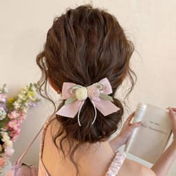 Dây Buộc Tóc Nơ Hoa Ngọc Phong Cách Hàn Quốc Kẹp Tóc Nữ Đi Tiệc Chụp Ảnh Cực Xinh 1