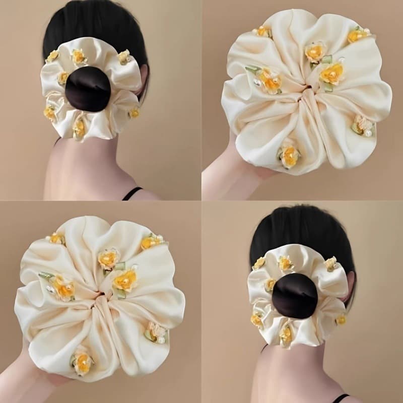 Dây Buộc Tóc Scrunchies Hoa Nhí Lụa Satin Cao Cấp Cột Tóc Nữ Hàn Quốc Dịu Dàng Tiểu Thư