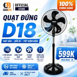 Quạt Đứng Công Nghiệp YanFan D18 màu đen 5 cánh gió mạnh công xuất 65W chính hãng 1