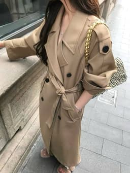 Áo Khoác Trench Coat Nữ Dáng Dài, Áo Măng Tô Kaki Có Đai Eo Sang Chảnh Chali AZ809 5