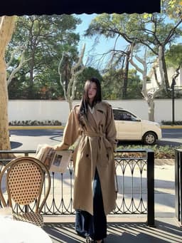 Áo Khoác Trench Coat Nữ Dáng Dài, Áo Măng Tô Kaki Có Đai Eo Sang Chảnh Chali AZ809 7