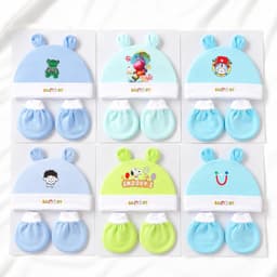 Combo mũ bao tay bao chân cho bé sơ sinh chất cotton 3