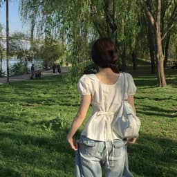 Áo Sơ mi kiểu nữ dáng babydoll tay phồng có dây buộc eo xinh đẹp - Fashion 73 3