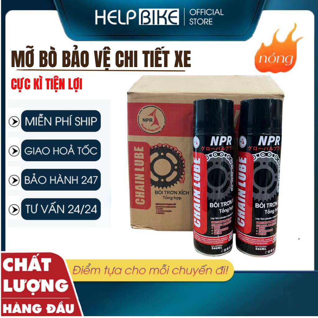 Xịt Dưỡng Sên NPR Japan 500ml – Bôi Trơn Xích Xe Máy, Xe Đạp, Chống Gỉ, Giảm Ồn, Siêu Bám Dính BR-05