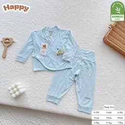 #42 Bộ Sơ Sinh Dài Tay Kimono Happy Kids Chất Petit Bamboo Cao Câp Mềm Mịn Không Gây Kích Ứng Cho Bé 6