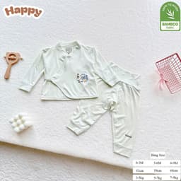 #42 Bộ Sơ Sinh Dài Tay Kimono Happy Kids Chất Petit Bamboo Cao Câp Mềm Mịn Không Gây Kích Ứng Cho Bé 7